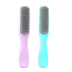 UMAI Flat Hair Brush with Strong & Flexible Bristles | Curl Defining Brush for Thick Curly & Wavy Hair | Small Size | Hair Styling Brush for Women & Men (Blue-Purple, Pack of 2)