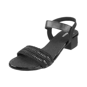 Mochi Women Black Synthetic Leather Block Heel Fashion Sandal UK/7 EU/40 (35-4933)