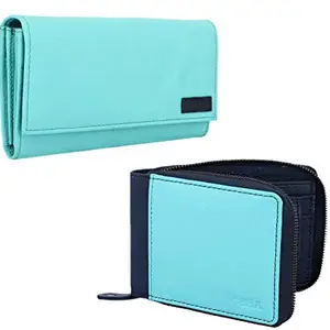 Posha Genuine Leather Wallet Combo for Women, Girls - Diwali Gift for Girl Women Girlfriend (Green)