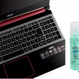SpareWave Ultra Durable Silicon Keyboard Skin/Cover for Acer Nitro 5 AN515-54 / Acer Nitro 7 AN715-51/17.3" Acer Nitro 5 AN517-51. Comes with Complimentary Laptop Clean & Shine Gel. (Black)