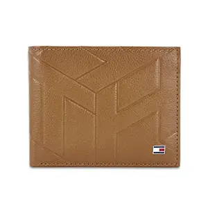 Tommy Hilfiger Cruisers Leather Passcase Wallet for Men - Tan, 11 Card Slots