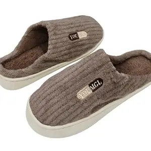 Winter Fur Slippers, Indoor Outdoor Flip Flops with Soft Fur Lining for Men and Women (BROWN, UK Footwear Size System, Adult, Men, Numeric, Medium, 7)