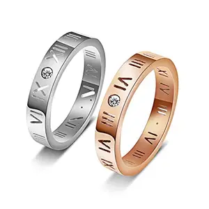 MYKI Shimmery Roman Band Ring Set For Women & Girls (6)