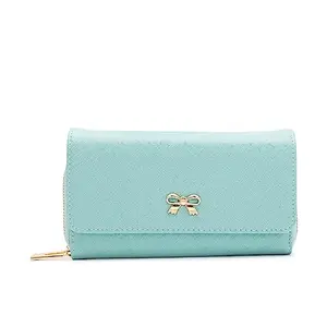 Globus Women Green Solid Vegan Leather Envelope Wallet with Bow Detail