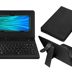 ACM Keyboard Case Compatible with Mi Redmi Note 8 Pro Mobile Flip Cover Stand Plug & Play Device for Study & Gaming Black