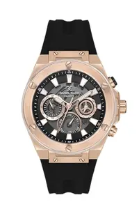 DANIEL KLEIN Black Dial Analog Watch with Black Silicon Band - DK1.13889-5
