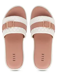 ELLE Women's White & Peach Slider