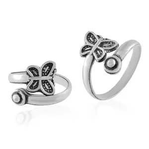 ADMIER Oxidised silver Plated Brass Butterfly design adjustable Toering For Girl Women(ACTR0164)