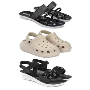 Women's Comfortable Sandal,Casual Lightweight Sandal for Everyday Wear | BT-(3-COMBO)-1946-OO1-1969-8-EURO-39