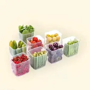 Fridge Door Organiser Set of 8 Fridge Storage Boxes Multipurpose containers for Storage Space-Saving Vegetable Storage Boxes for Fridge Side Door|Design - 2485 for Home and Kitchen