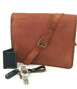 Vintage Leather Messenger Soft Leather Briefcase Satchel Leather Laptop Messenger Bag for Men and Women for Znt Bags (Large Brown)