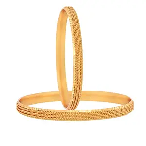 ZENEME Bangle Gold Plated Precious Golden Kada Set Of 2 Bangle Jewellery For Women & Girl (2.4)