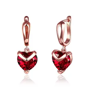 Best Valentine Gifts: Jewels Galaxy Magnificent Crystal Heart Rose Gold Amazing Drop Earrings For Women/Girls (CT-ERG-45110)