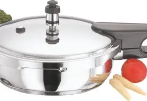 Vinod Cookware Induction Friendly Splendid Plus Stainless Steel Junior Pressure Pan with Outer Lid, 3 litres price in India.
