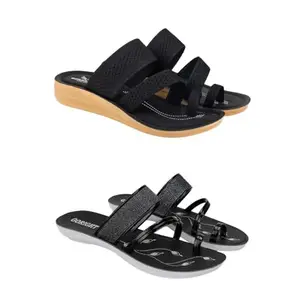 ZENWEAR Extra Soft Classic Casual wear with Ultra Soft Flexibility Technology Flip-Flop Combo for Women's/Girl's(6140+1946)(8) Multicolor