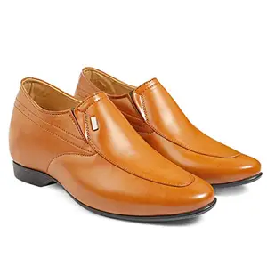 INLAZER 9 cm (3.5 Inch) Height Increasing Dress Shoe Formal Slip-on Faux Leather Shoes (tan, Numeric_6)
