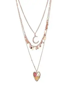 Aatmana Gold-Toned Multicolred Pearl Heart Layered Necklace