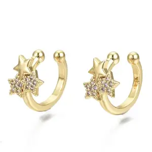 Via Mazzini Fashionable Gold Plated Stars Design Non-Pierced Clip-On Ear Cuff Earrings For Women And Girls (ER2375) 1 Pair