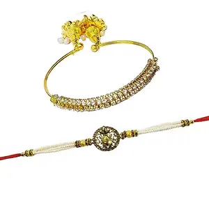 Forty Wings 1 Pcs Beaded Rakhi With Zarkan Bracelet Lumba For Brother and Bhabhi Couple Pair Bhaiya Bhabhi Rakhi Bhabhi Bangle Chuda Rakhi For Bhabhi Latest Rakhi For Bhabhi