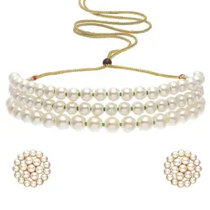 Shining Diva Fashion Latest Stylish Design Fancy Multilayer Pearl Choker Necklace Jewellery Set for Women (rrsd15915s)