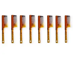 Wide-Tooth Hair Detangling Combs, Tortoise Brown, Pack of 8