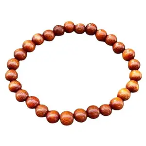 RRJEWELZ 8mm Natural Gemstone Brown Rosewood Round shape Smooth cut beads 7 inch stretchable bracelet for women. | STBR_RR_W_02427