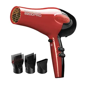 Red by Kiss Tourmaline Ceramic 2200 PRO Professional Hair Dryer 2 Extra Combs Included BD07N