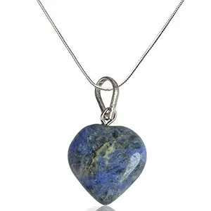 Reiki Crystal Products Natural Sodalite Pendant Heart Shape Crystal Stone Pendant with Chain for Reiki Healing and Crystal Healing Stone Pendant Size 15-20 mm approx (Color : Blue)