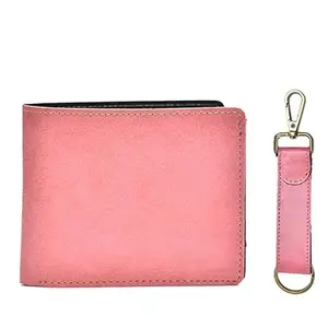 YOUR GIFT STUDIO Classy Leather All in One Men's Combo Gift (2 pcs) Leather Wallet and Key Chain (Peach)