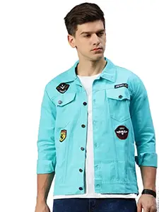 VOXATI Men's Denim Jacket kjt312xy-s_Turquoise_S