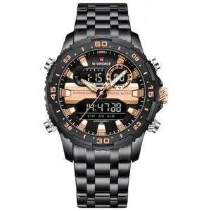 NAVIFORCE NF9234 Versatile Combination of Black Strap and Rose Gold dial Analog-Digital Watch