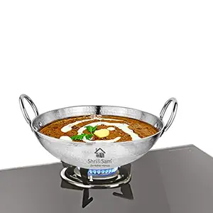 Shri & Sam Stainless Steel Heavy Weight Hammered Kadhai, 2.5 mm, 28 cm, 1.8 Kg, 3.4 Litre price in India.