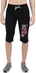 GOKUL FASHION Men Printed Black Three Fourth Pant | Regular fit Printed Three Fourth Capri for Mens Under 300 (M)