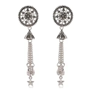Akshat innovationsWomen's Traditional Silver Oxidised Chandbali Ethnic Design Jhumka/Jhumki Earrings for Women-48