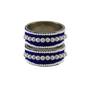 Vidhya Kangan Blue Beads Stud Brass Bangle ban10380-2.9