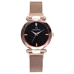 The Shopoholic Analogue Black Dial Rosegold Magnetic Belt Watch for Girls(S-450)