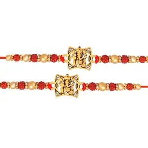 De Marquis Rakhi Combo Set of 4, 2 Rakhi Set, 1 Roli Chawal Pack, 1 Greeting Card for Bro/Brother/Bhaiya/Bhai/Bhabhi/Sister/Kids Happy Rakshabandhan