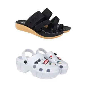 ZENWEAR Extra Soft Classic Casual wear with Flexibility Technology Heel Combo for Women's/Girl's(6140+2013)(8) Multicolor