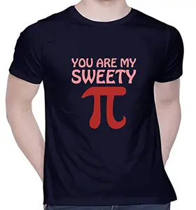 CreativiT Graphic Printed T-Shirt for Unisex Sweety Pie Tshirt | Casual Half Sleeve Round Neck T-Shirt | 100% Cotton | D00609-20_Navy Blue_Medium