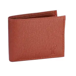 Fashion Link Leather Men's Bifold Leather RFID Protection Wallet Tan Color