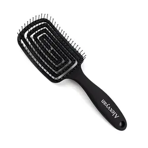 Alexvyan Black Long Hair Scalp Massage Comb Hairbrush Bristle Nylon Women Wet Curly Detangle Hair Brush for Salon Hairdressing Styling Tools