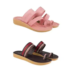 ZENWEAR Extra Soft Classic Casual wear with Flexibility Technology Heel Combo for Women's/Girl's(6142+6143)(8) Multicolor