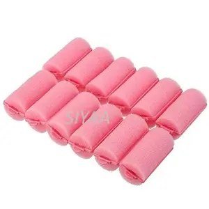 SIYAA 12 Pieces Foam Sponge Hair Rollers - Soft Sleeping Flexible Styling Curlers for Hair Styling (Pink)