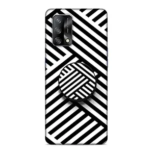 Screaming Ranngers Screaming Ranngers Designer Printed Hard Matt Finish Mobile Case Back Cover with Mobile Holder for Oppo F19 (Pattern/Mix Colour / 3D Designs/Black and Whitw Strips)