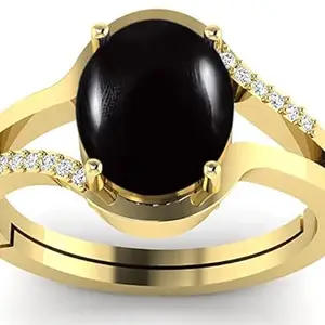 LMDPRAJAPATIS LMDPRAJAPATIS 7.25 Ratti / 6.50 Carat Natural Black Onyx Hakik Stone Panchdhatu Birthstone Adjustable Gold Plated Ring For Men And Women