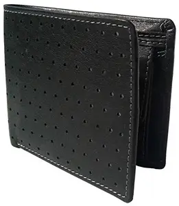 Men Black Genuine Leather RFID Wallet 3 Card Slot 2 Note Compartment Saiqa3074