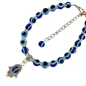 Prachar Gallery || Silver Blue Evil Eye Nazariya Bracelet with Crystals Stainless Steel For Girls and Women || Gift for Love Anniversary Marriage Couples