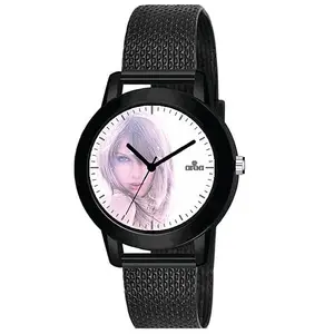 AROA Watch for Ladies Womens with Taylor Swift in Snow Model :1004 in Black Metal Type Rubber Analog Watch White Dial for Women Stylish Ladies Watch for Girls
