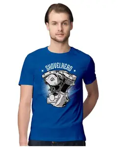 ALLEN BLACK Men's Regular Fit T-Shirt Shovelhead - Motorcycle Engine 100% Cotton T-Shirt Royal Blue_SHVLHENG-Royal Blue 2XL Men Round_