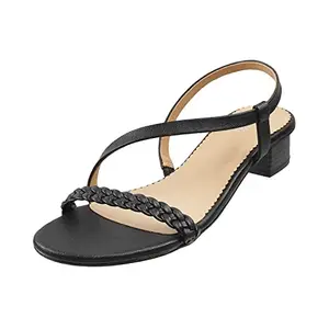 Metro Women Black Synthetic Sandals,EU/39 UK/5 (33-3157)